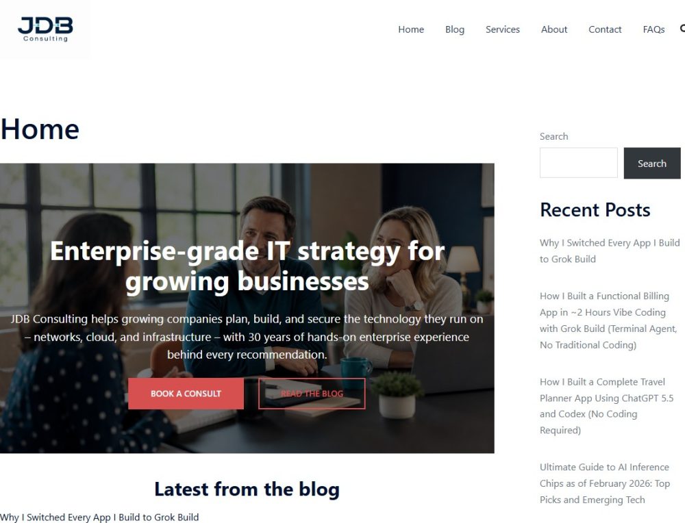 After screenshot of the live WordPress homepage