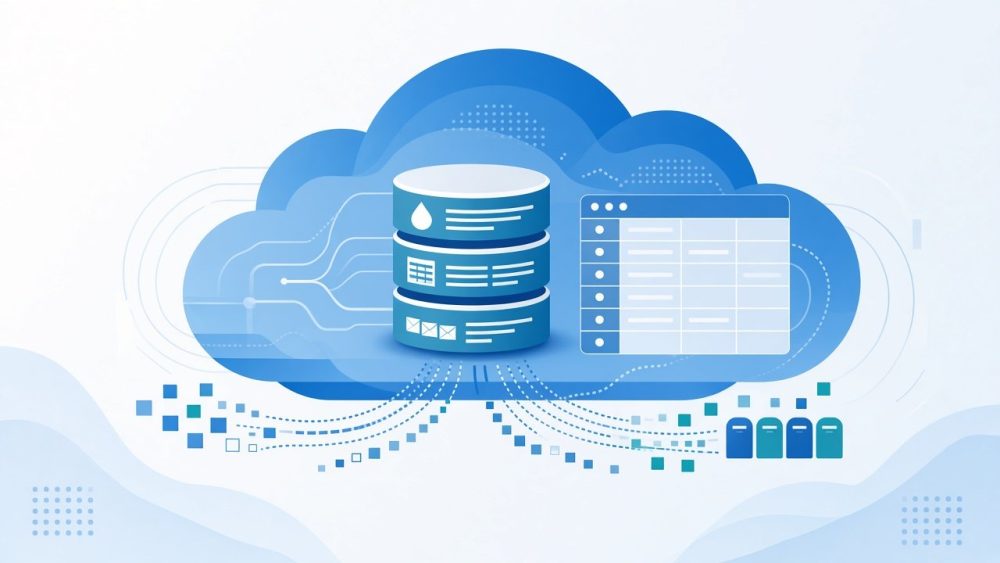 Illustration of Azure cloud storage with blobs, tables and queues
